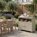 AwayHome HIPS Outdoor Side Table Storage Cabinet, Modern Weatherproof with Magnetic Doors