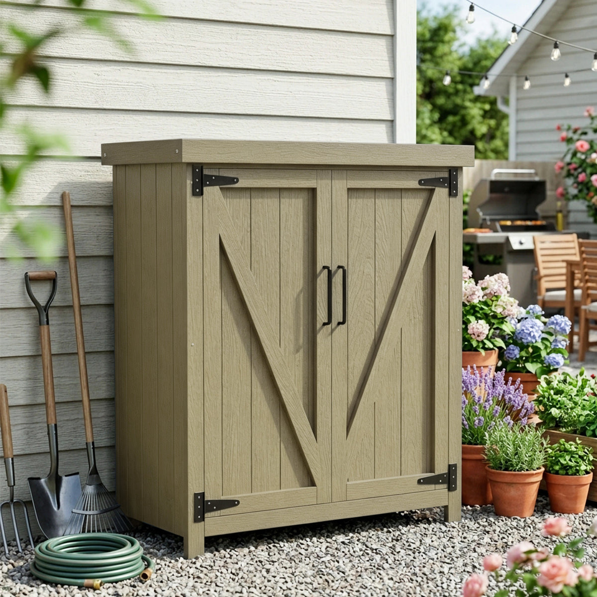 AwayHome Weatherproof HIPS Garage Cabinet with 1 Adjustable Shelf