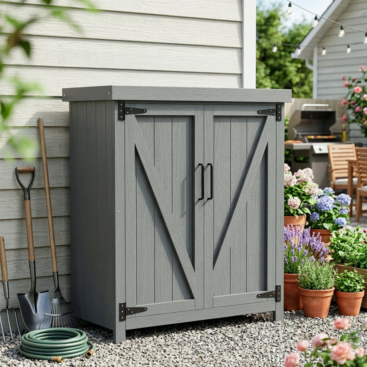 AwayHome Weatherproof HIPS Garage Cabinet with 1 Adjustable Shelf