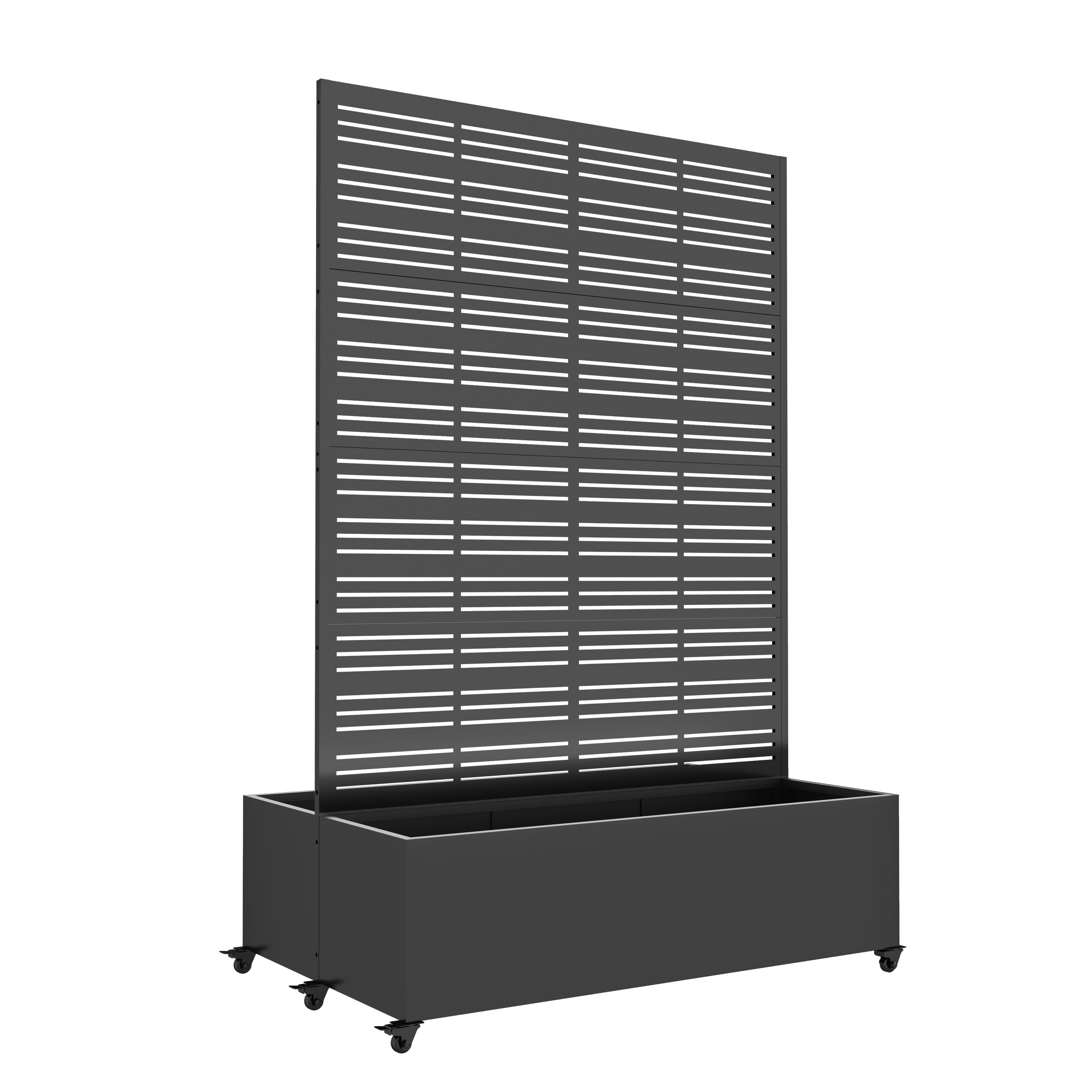 AwayHome 72"Hx47"W Metal Planter Box with Trellis Louvered Dual-Box Privacy