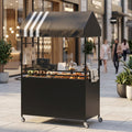 AwayHome Mobile Vendor Cart with Canopy, Rolling Food Display Stand for Events & Markets