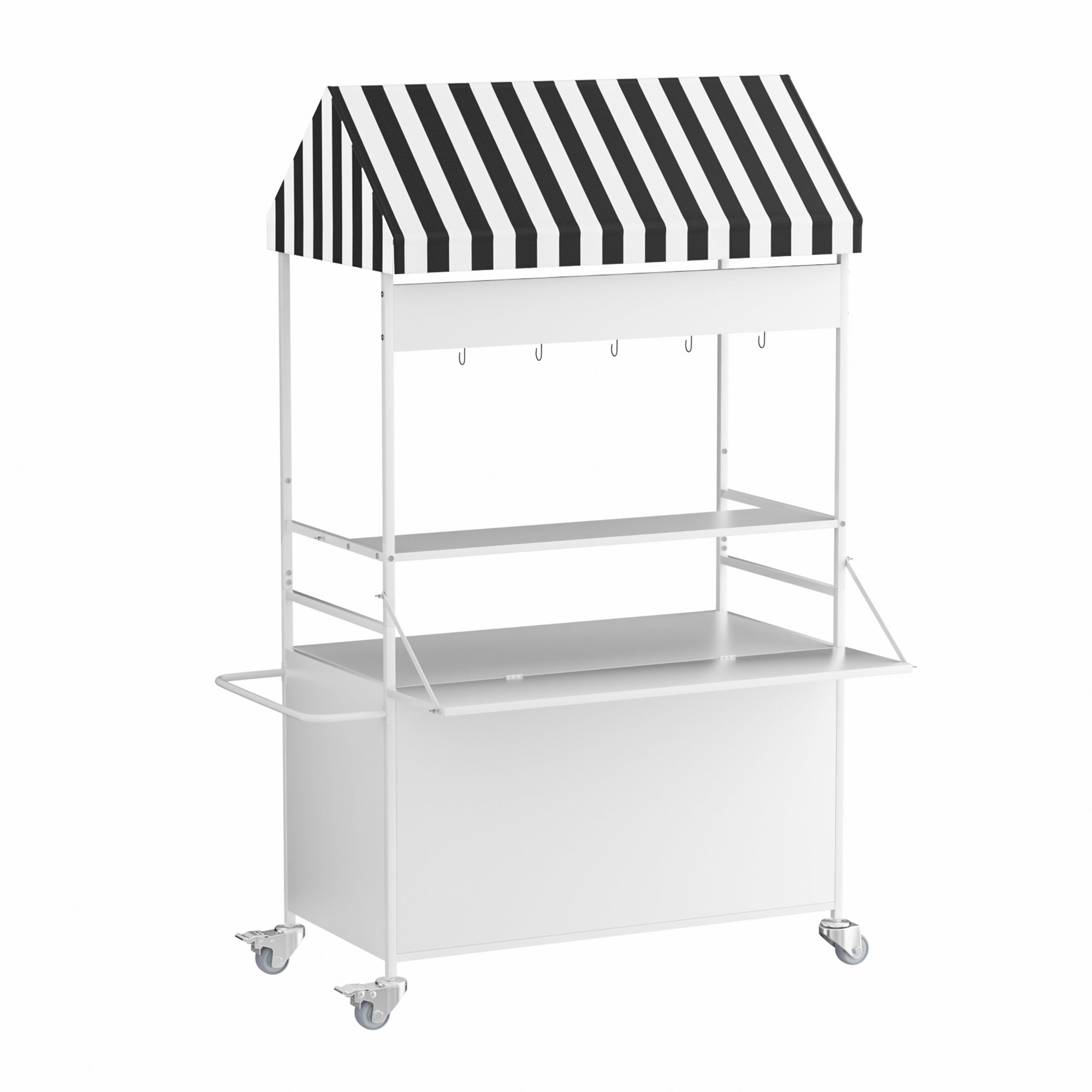 AwayHome Mobile Vendor Cart with Canopy, Rolling Food Display Stand for Events & Markets